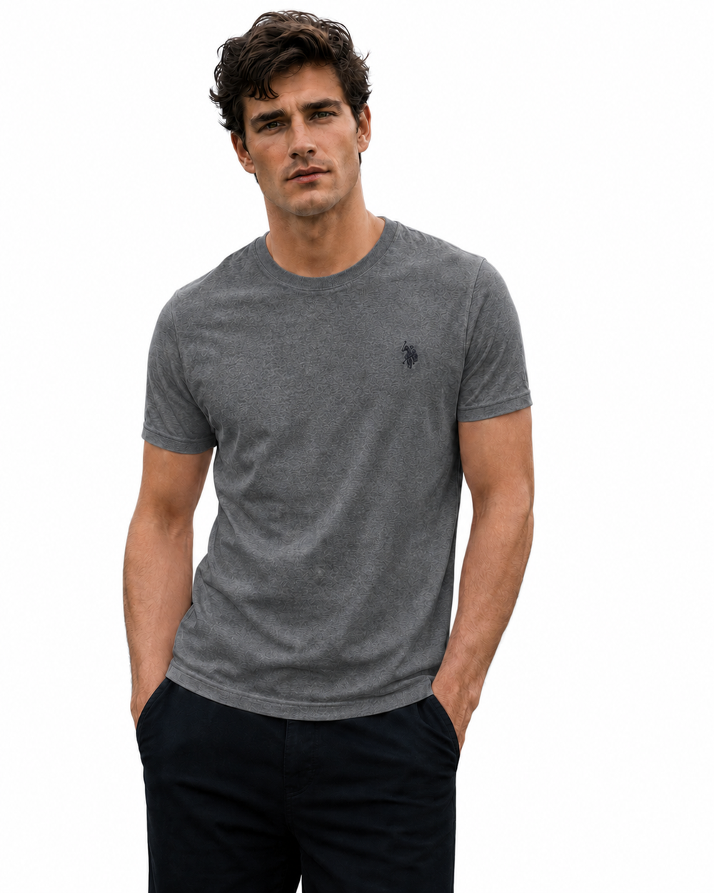 US Polo Assn. pánské tričko - šedá žíhaná