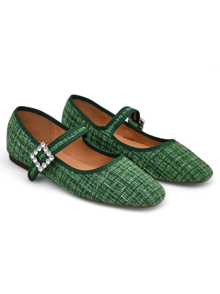 Resti Women&#039;s checkered ballet flats with a buckle and strap Riffos