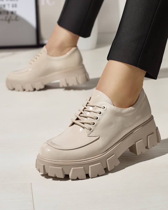 Resti Women's light beige lacquered lace-up shoes Ginara - Footwear