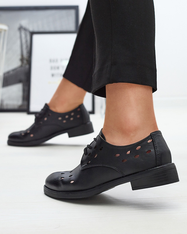 Resti Women's openwork eco leather half shoes in black Selofso- Footwear