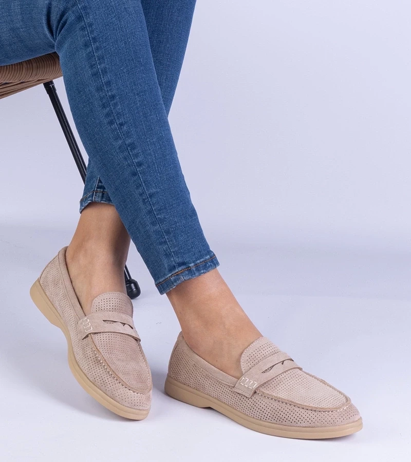 Gemre Mocasini clasici maro perforați din piele ecologică Presito