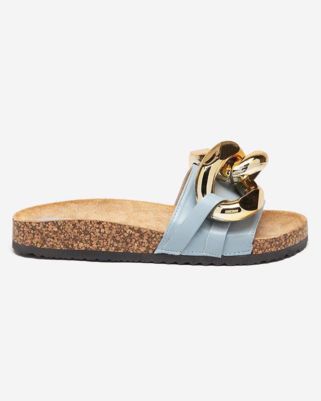 Resti Ladies&#039; blue slippers with Sofig- Footwear decoration