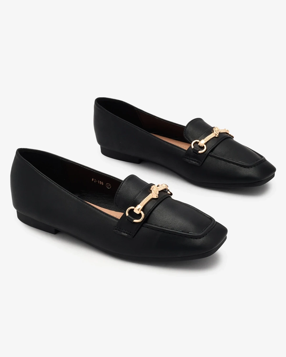 Resti Black women&#039;s moccasins with gold embellishment Olerika