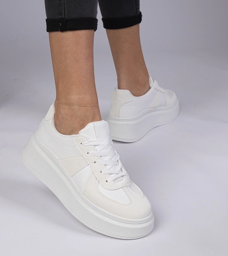 Gemre Adidași albi pe platformă Mishel