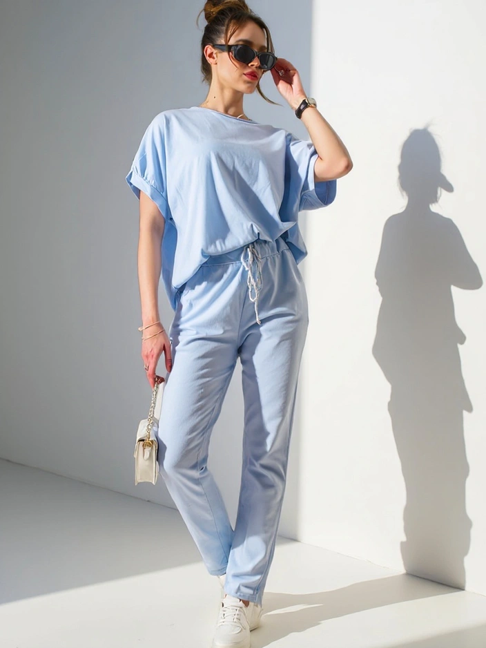 Resti Women's cotton set with short sleeves and straight pants