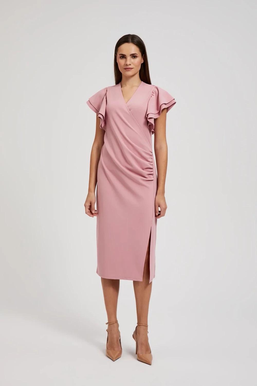 Women's midi dress MOODO - dusty pink