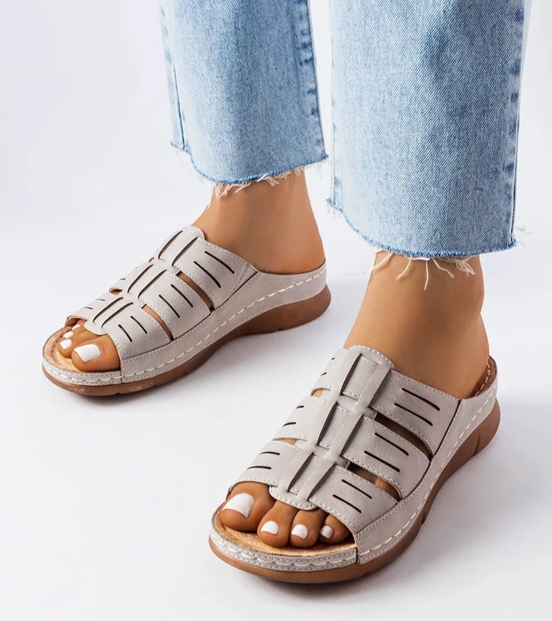 marka niezdefiniowana Șlapi gri Jersey pe tocuri