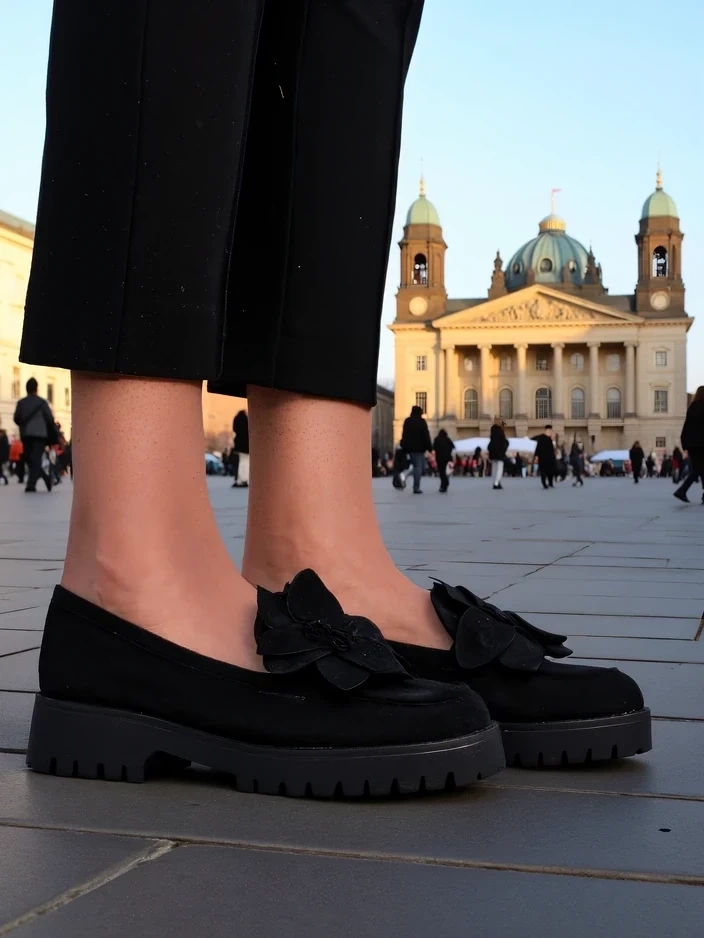 Resti Eco suede women&#039;s moccasins with a Floverse flower