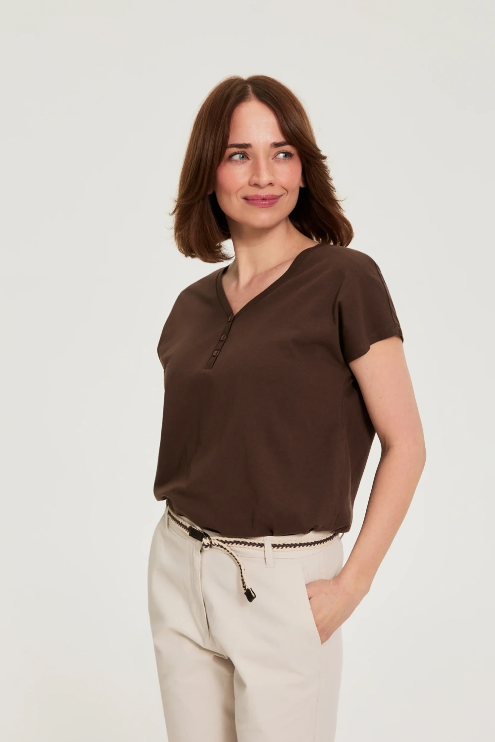 Ženska majica Marisse L-TS-4977 temno rjava