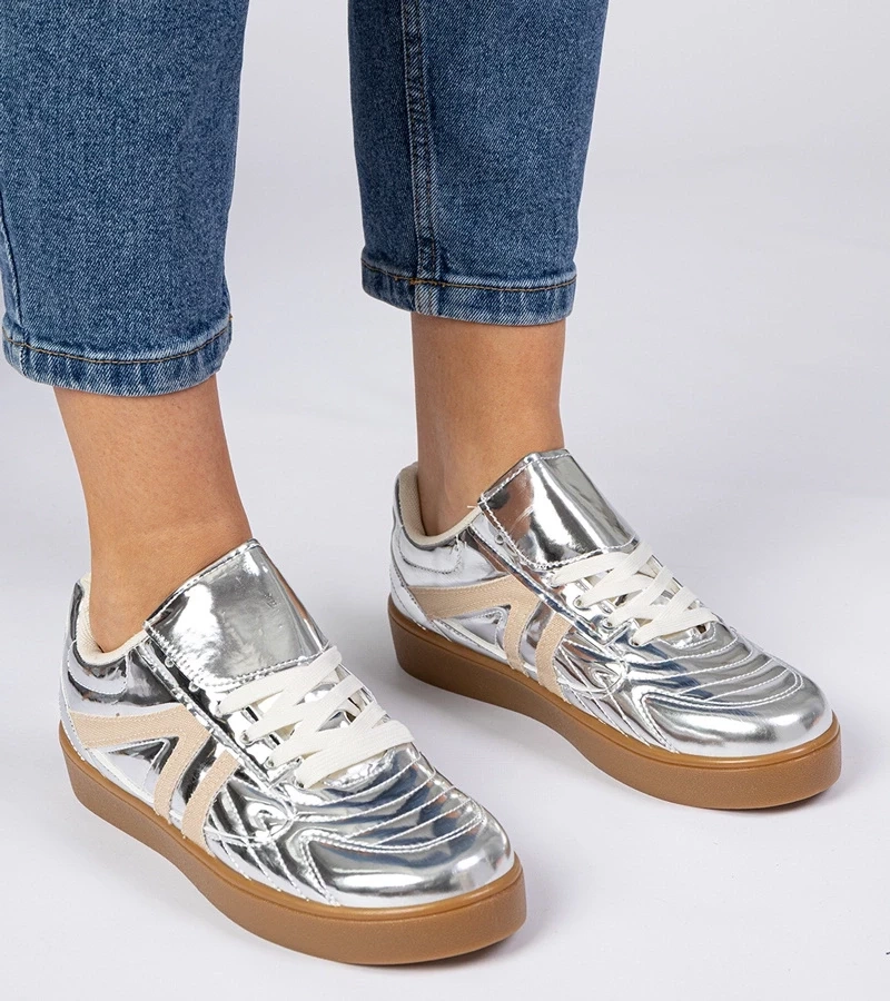 Gemre Adidași argintii lăcuiți pentru femei Keyla