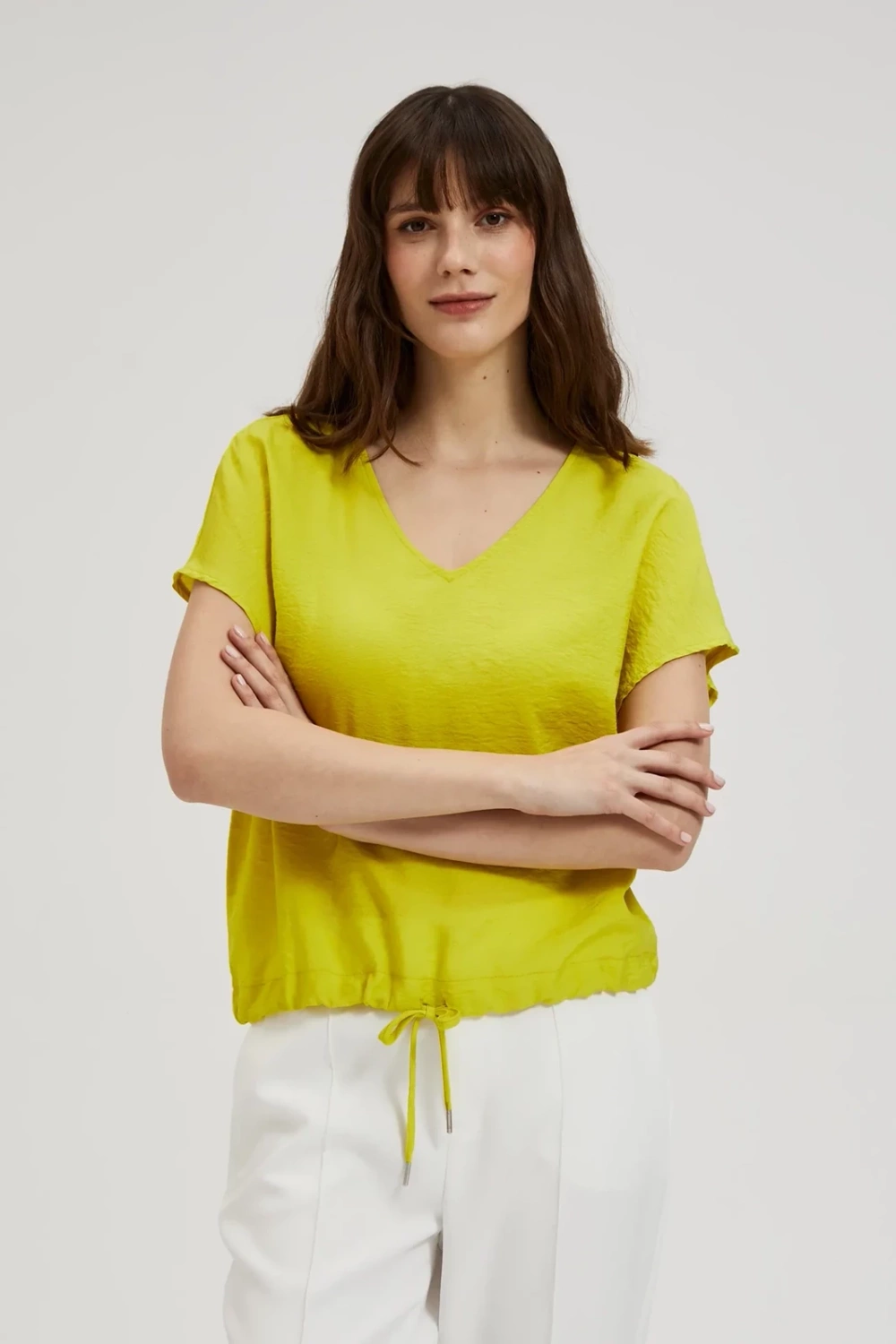 Women's blouse with waist tie MOODO - green