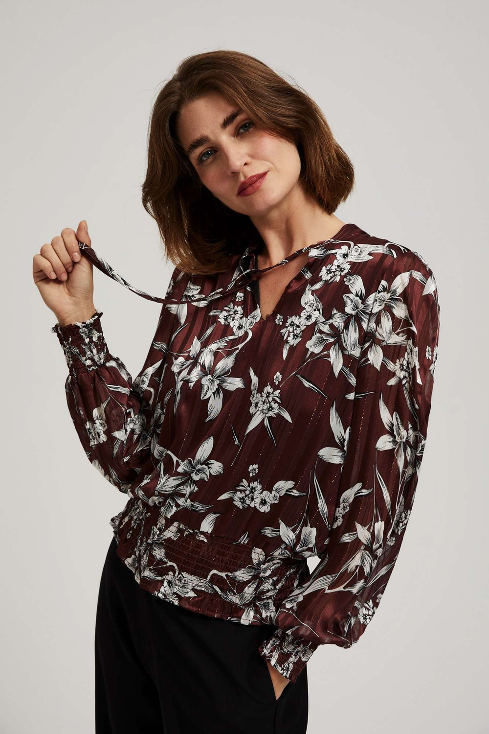 Marisse Chestnut Floral Pattern Shirt