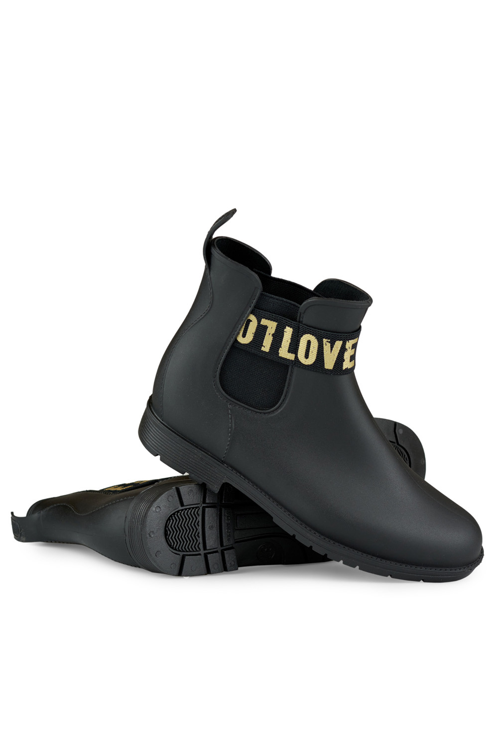 primohurt Czarne matowe kalosze damskie LOVE GOLD