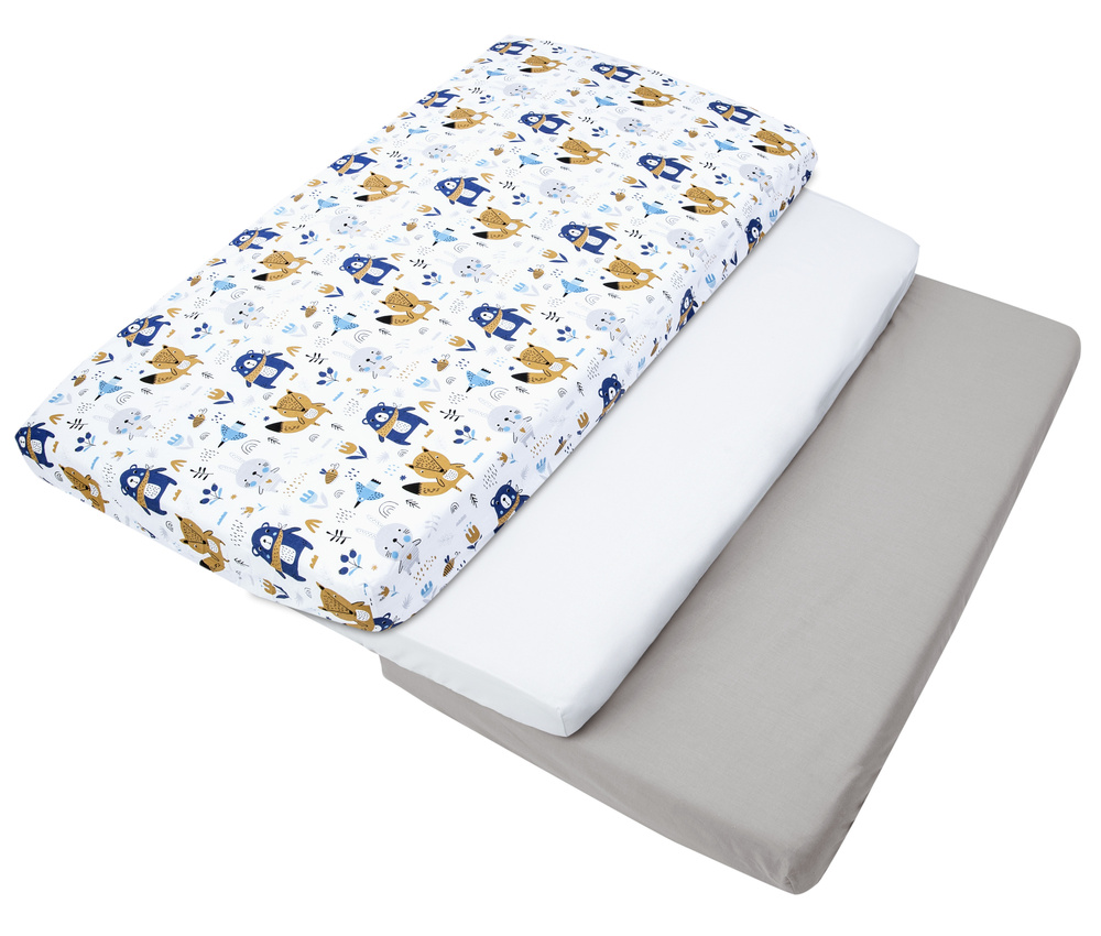 Medi Partners Set of 3 pcs. Fitted Sheet 60x120 cm 100% Cotton Baby Bed Linen Mattress