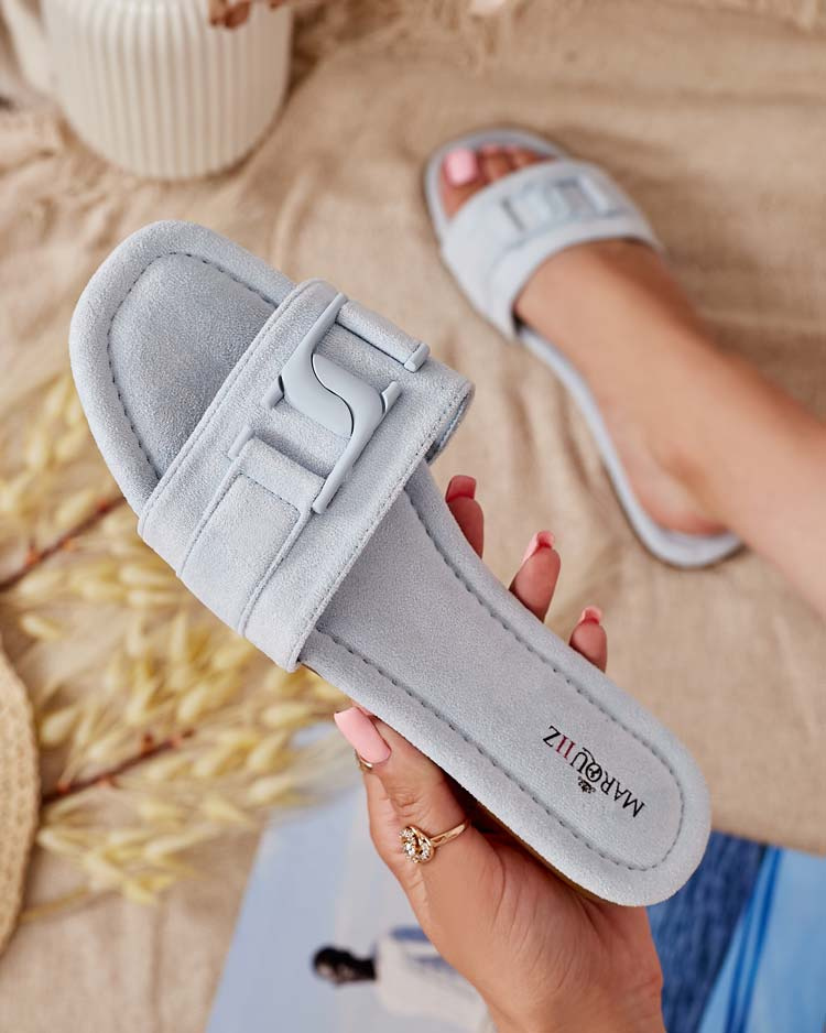 Resti Royalfashion Blue womens flip-flops with buckle Rydr