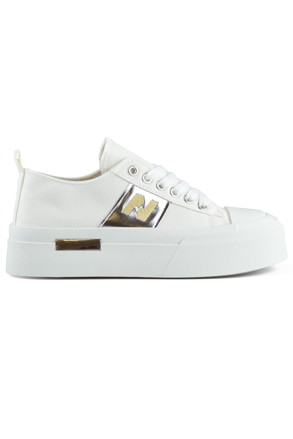 primohurt Białe modne trampki damskie na grubej podeszwie platformie