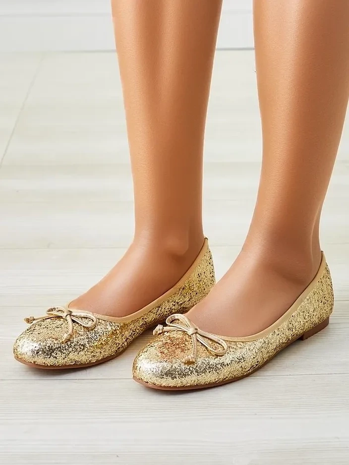 Resti Women&#039;s ballet flats with glitter and a bow Aramie