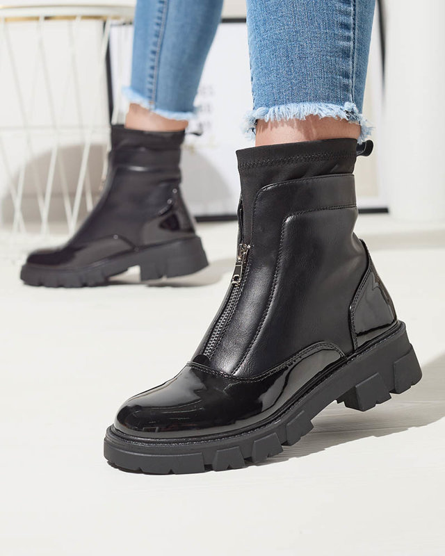 Resti Women&#039;s boots with a zipper in the middle in black Elibe- Footwear