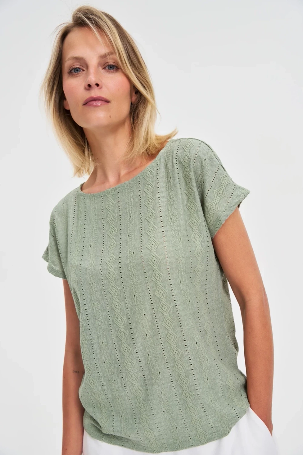 Marisse Olive Short-Sleeved Blouse