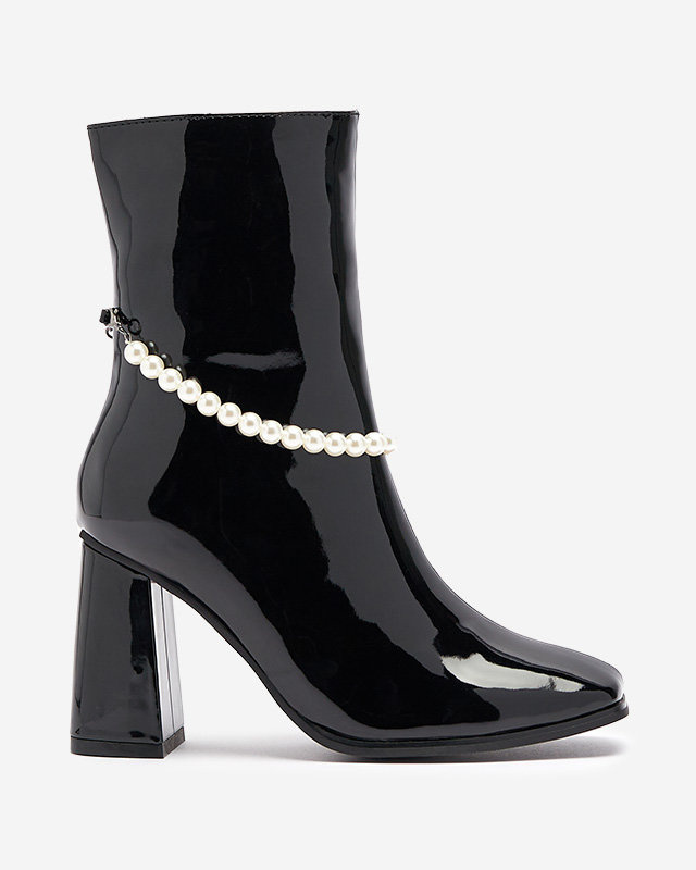 Resti Black lacquered women&#039;s high stiletto boots Rassla- Footwear