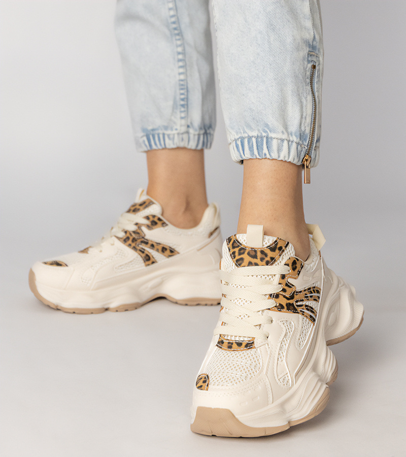 Gemre Adidași sport bej pentru femei cu inserție leopard Sandra