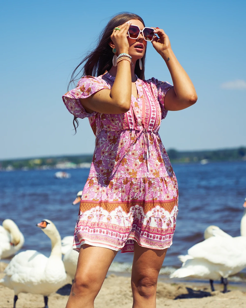 Resti Summer pink women's short dress