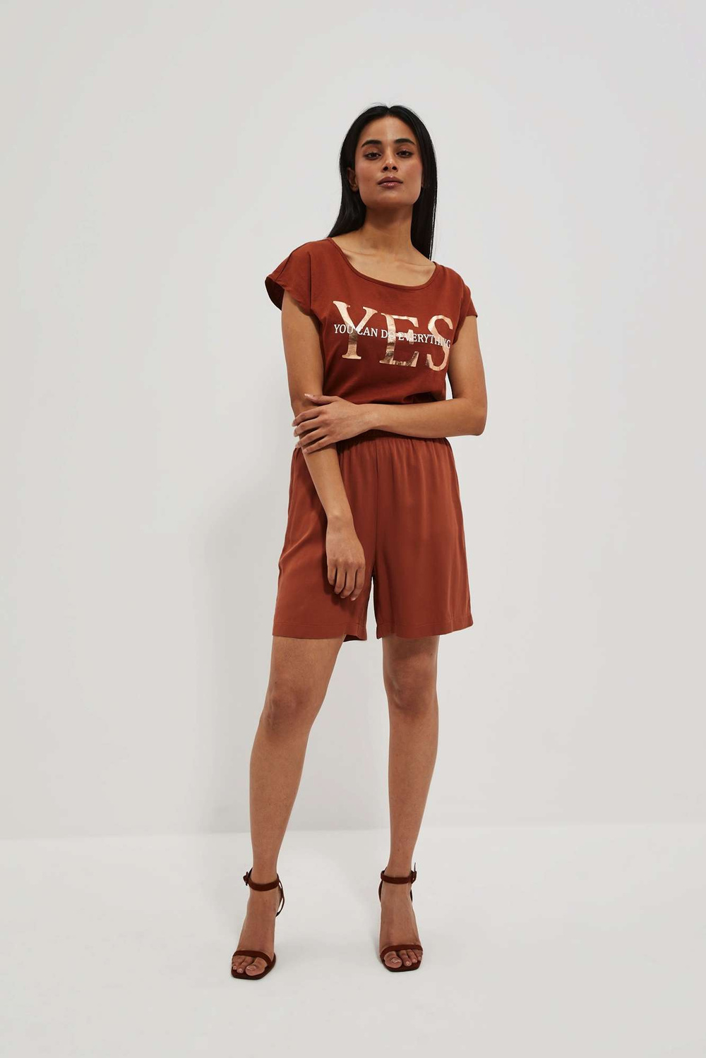 WOMEN'S T-SHIRT L-TS-4015 BROWN