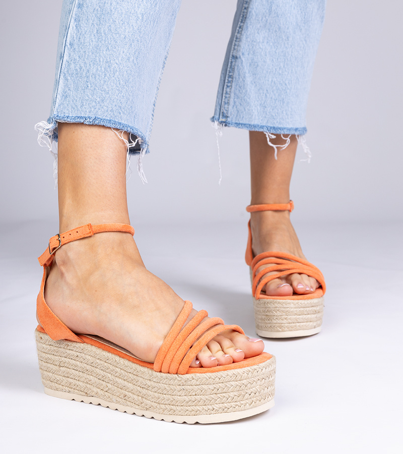 marka niezdefiniowana Orange platform espadrille sandals Panola