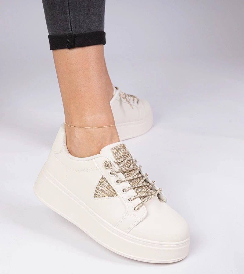 Gemre Adidași bej cu zirconii aurii Treysi