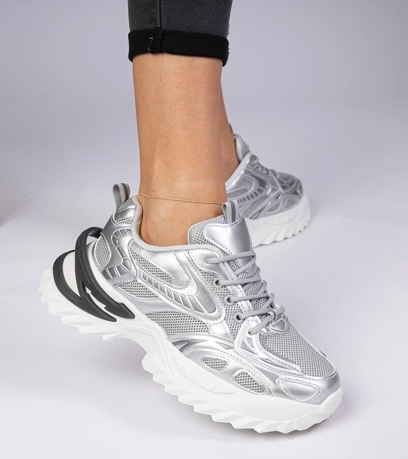 Gemre Adidași sport argintii cu talpă masivă Lirata