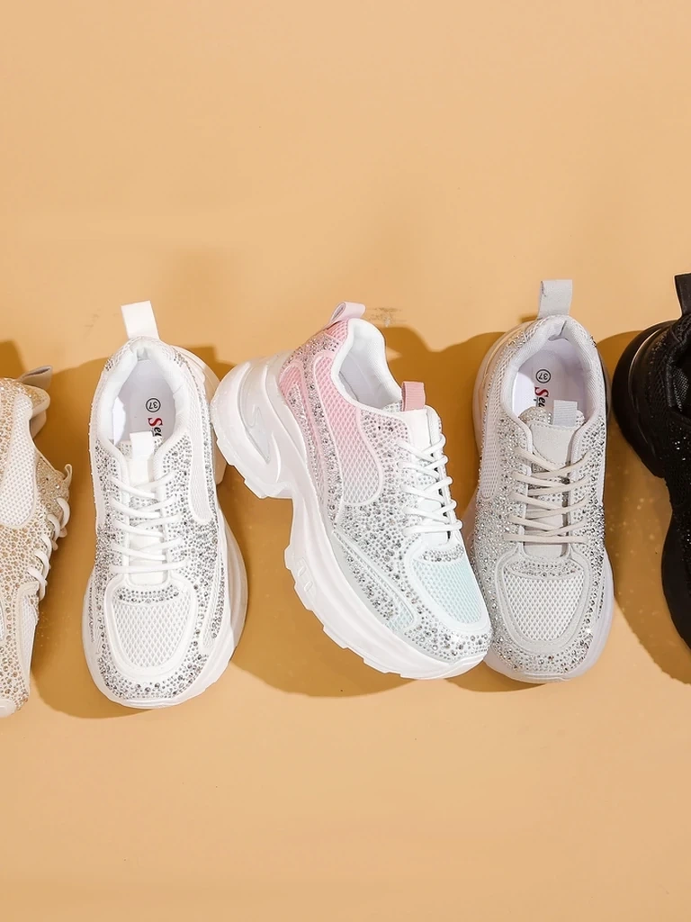 Resti Womens sporty sneakers with rhinestones Bloss