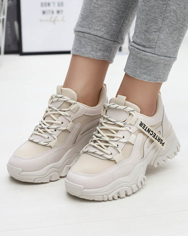 Resti Beige women's sneaker sports shoes Evilpo- Footwear