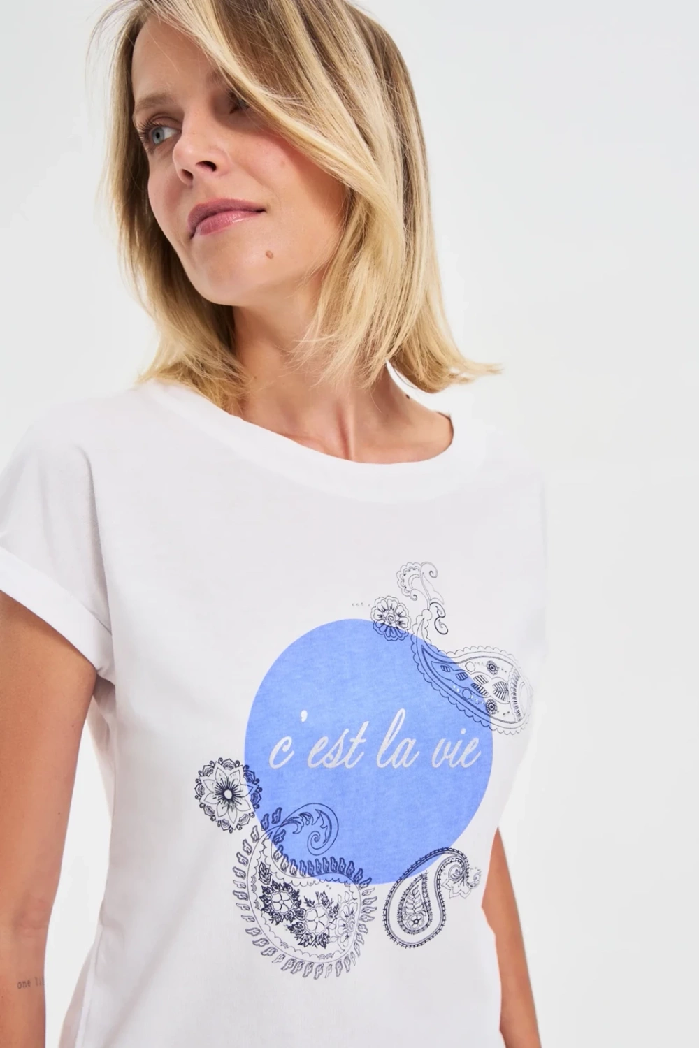 Marisse Cotton Blouse With Print, White