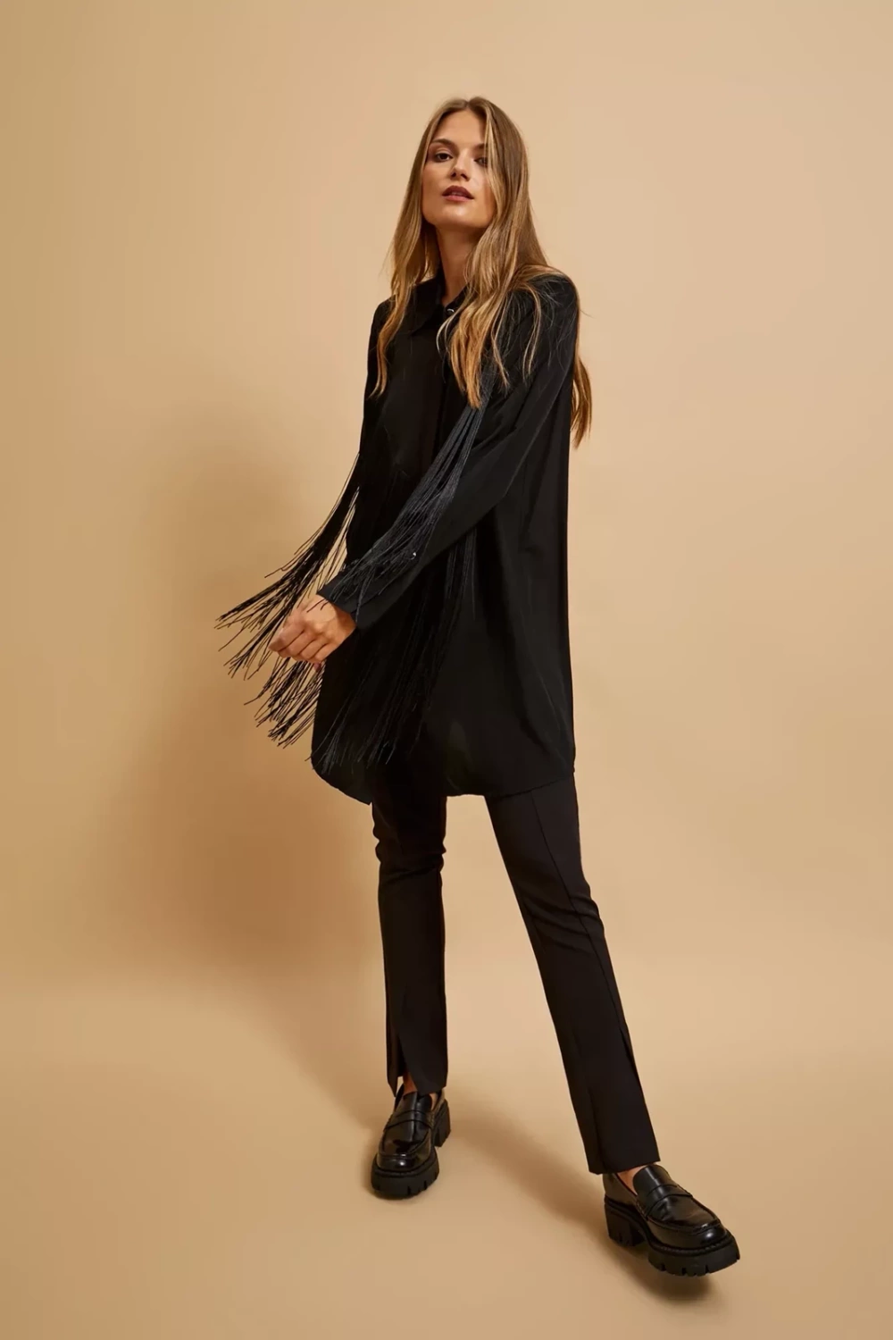 Marisse Oversized Shirt With Fringes