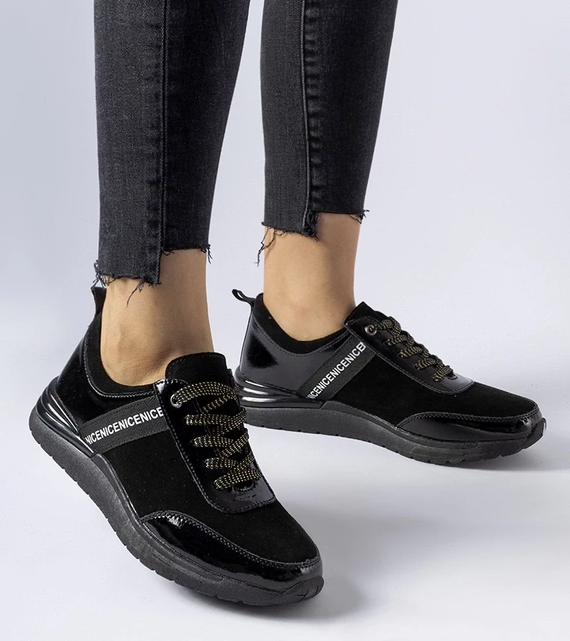 Gemre Sneakersii negri din piele Castelfidardo