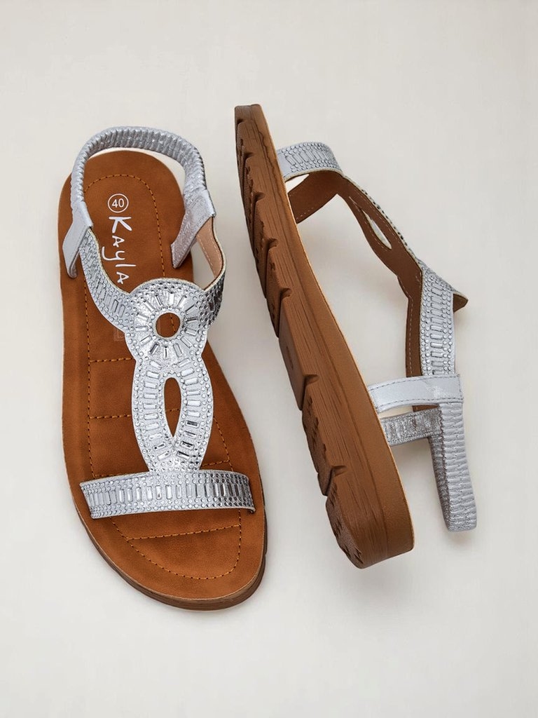 Resti Royal Fashion Women&#039;s Sandals with Decorative Ava Shine Straps