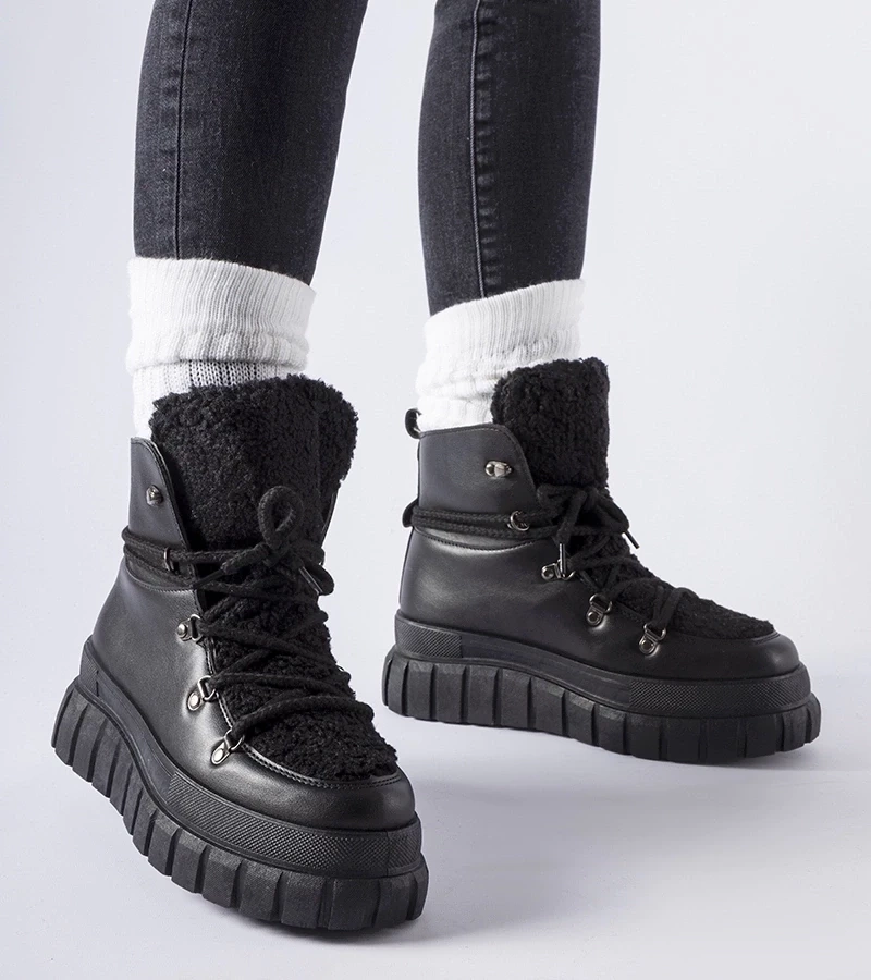 Gemre Botine negre cu platformă masivă Sforza