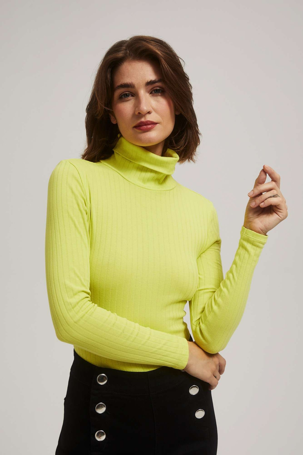 Ribbed turtleneck blouse