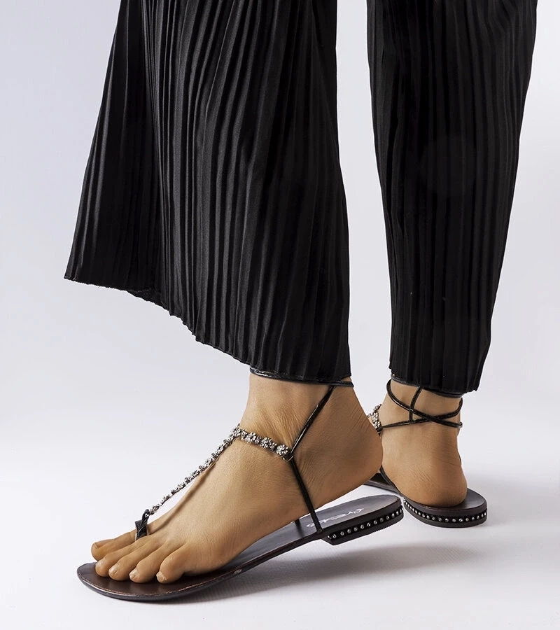 Gemre Sandale negre Troghi zirconia