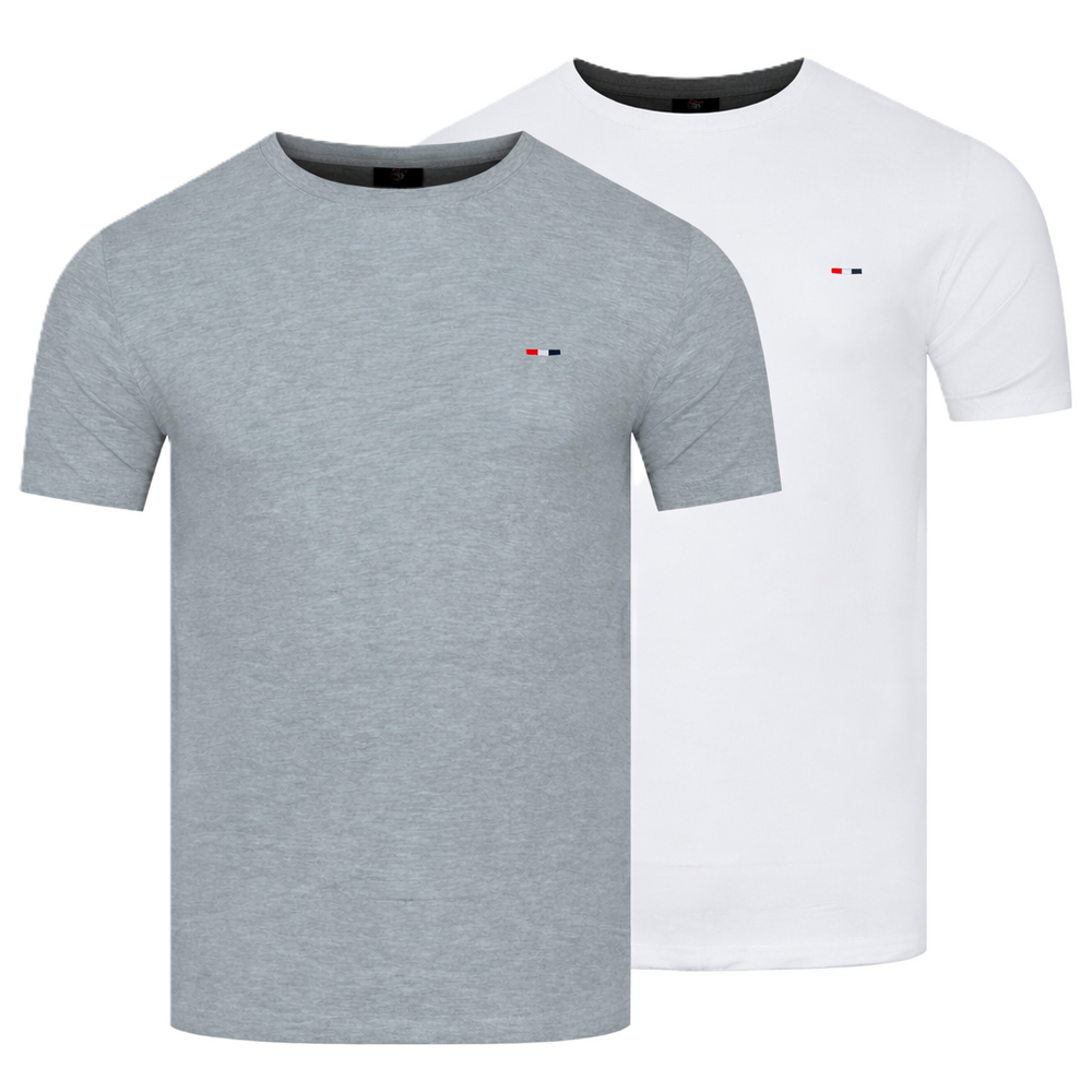 Мъжка тениска Starlee - бяло-сива, комплект от 2 броя