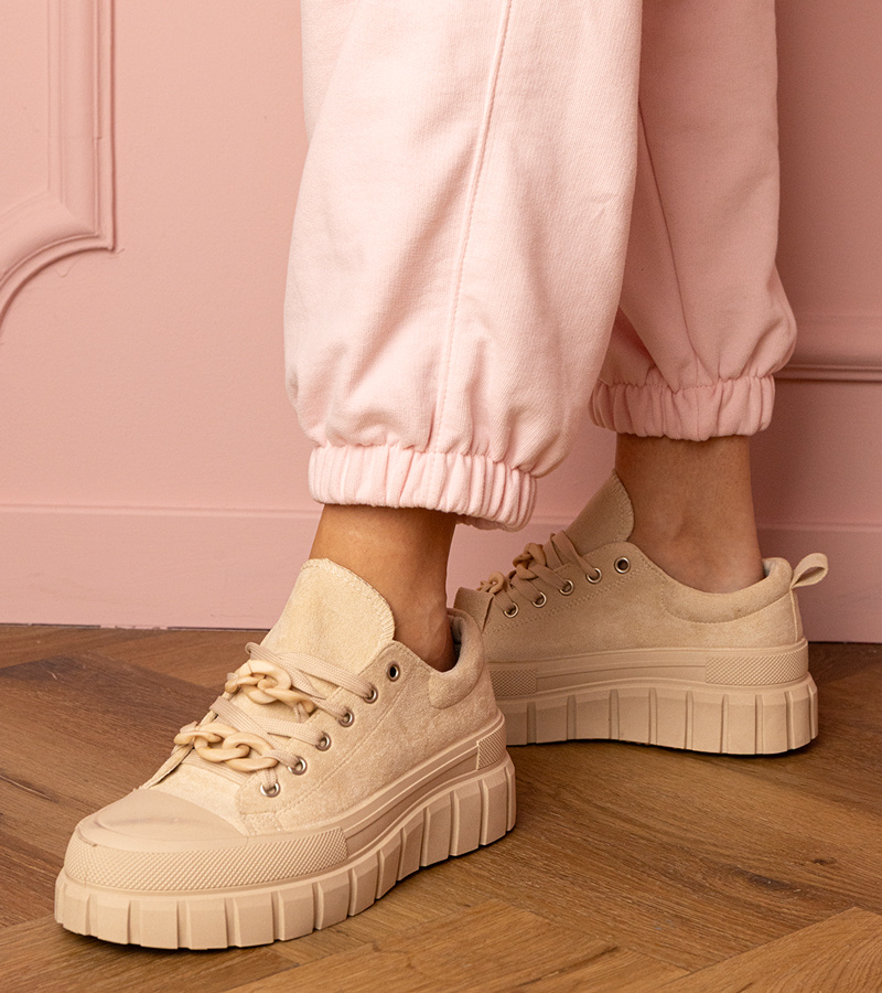 marka niezdefiniowana Beige women's sports sneakers Kesium