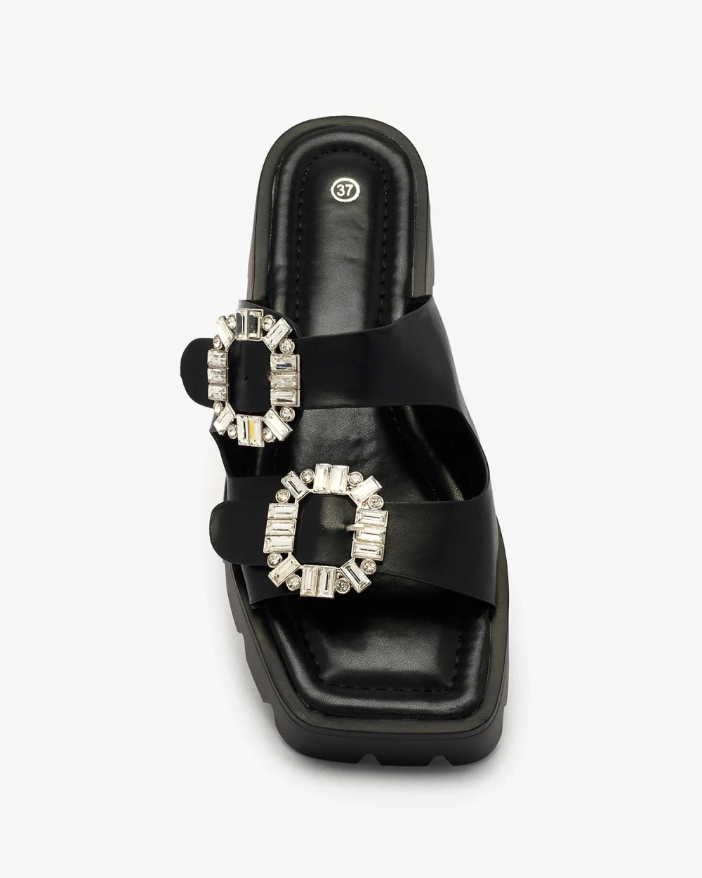 Resti Royalfashion Black women&#039;s embellished Tireta heeled flip-flops