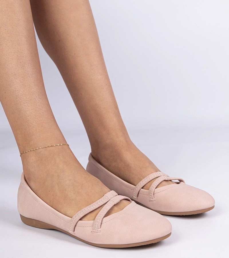 marka niezdefiniowana Pink women's ballerinas made of matte eco-leather Baronna