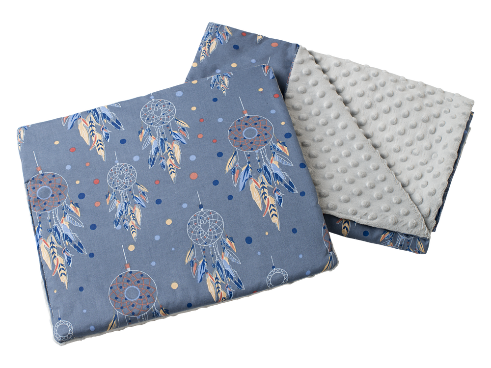 Medi Partners Quilt 55x75 + pillow 35x30 cotton + minky – Dreamcatchers + gray minky