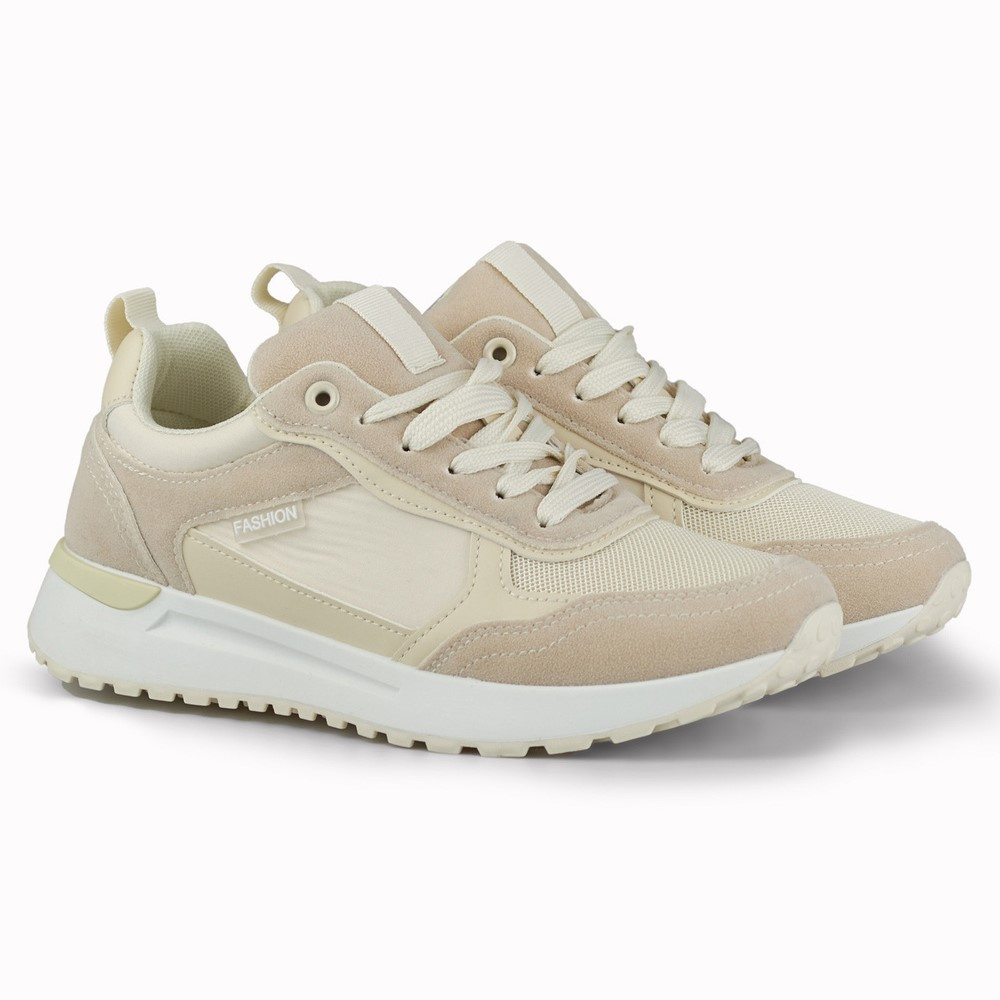 primohurt Beżowe buty sportowe damskie z jasną podeszwą