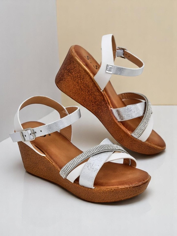 Resti Women's wedge sandals with rhinestones and glitter Glittera