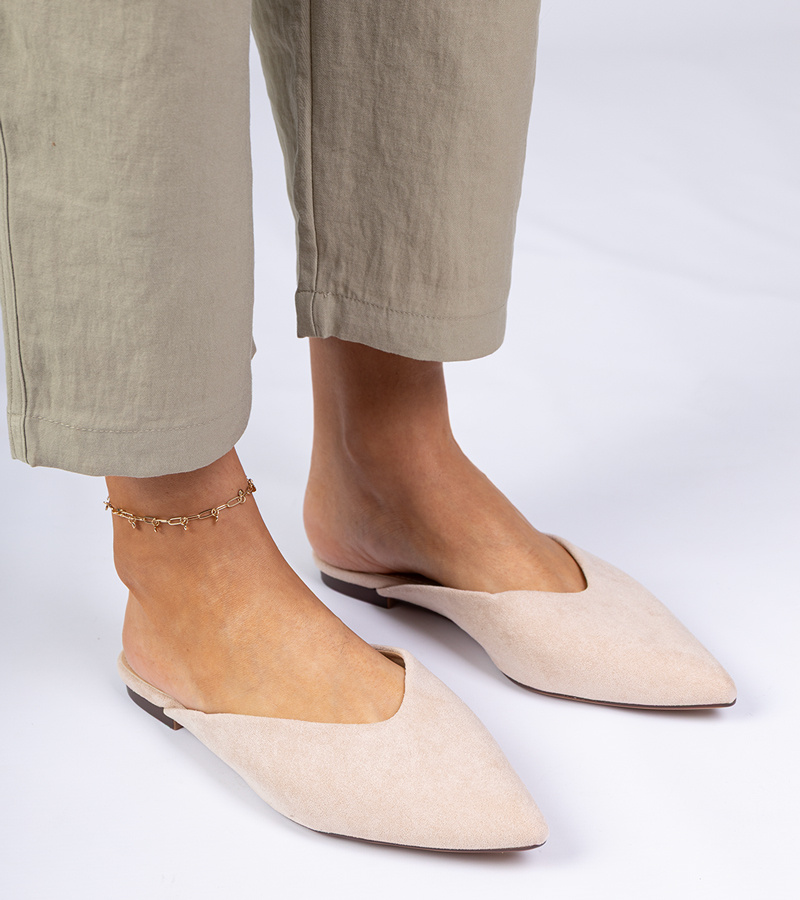 Gemre Saboti eleganți bej din piele ecologică întoarsă Sarium