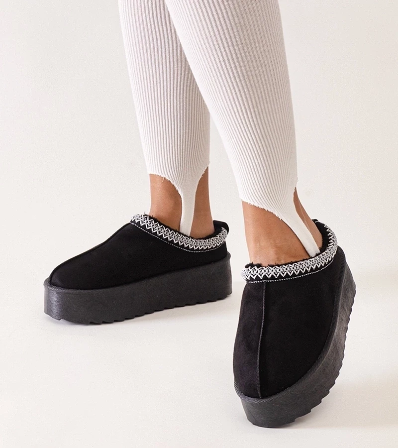 D/CEO Black slippers with fur insulated Valle