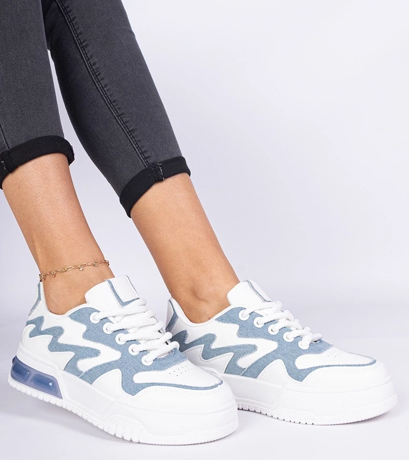 Gemre Adidași albaștri de damă cu detalii din denim Lasata