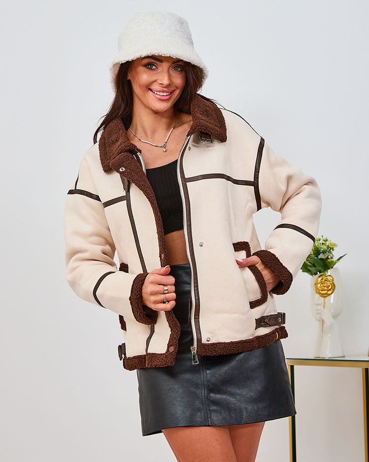 Resti Beige women's biker jacket